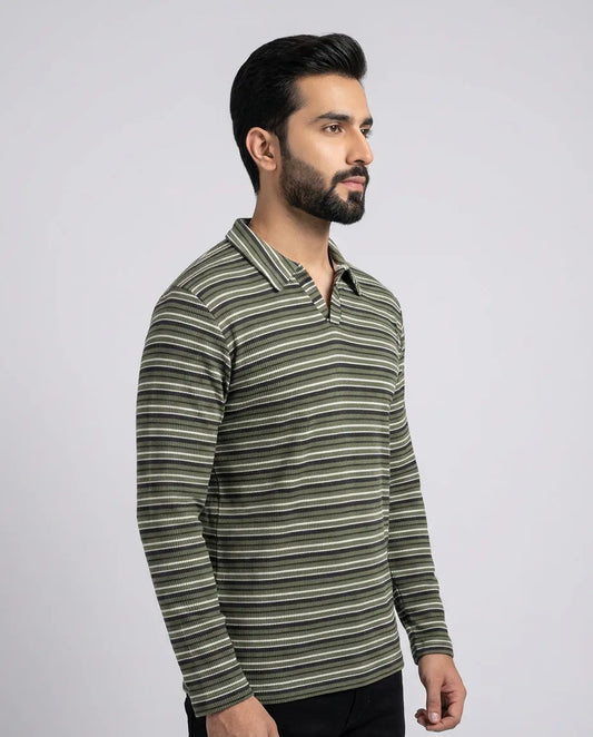 JOHNNY COLLAR F.S | GREEN STRIPED