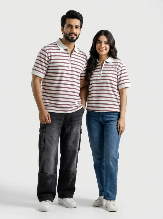 Zipper collar | Pink Striped